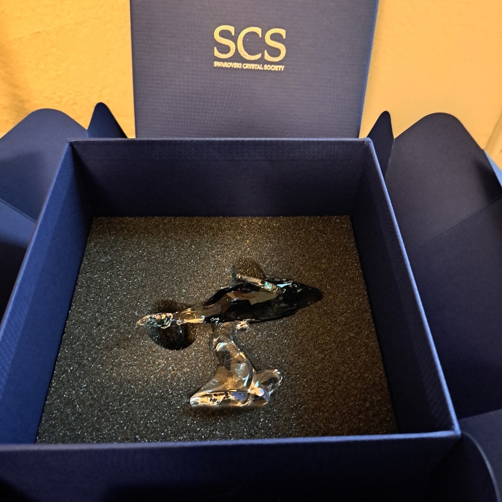 Pristine Swarovski Young Whale 1096741 in boxes with  COA